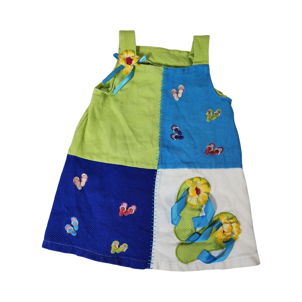 Youngland Girls 24M Colorblock Flip Flop Applique‎ Cotton Pique Jumper Dress